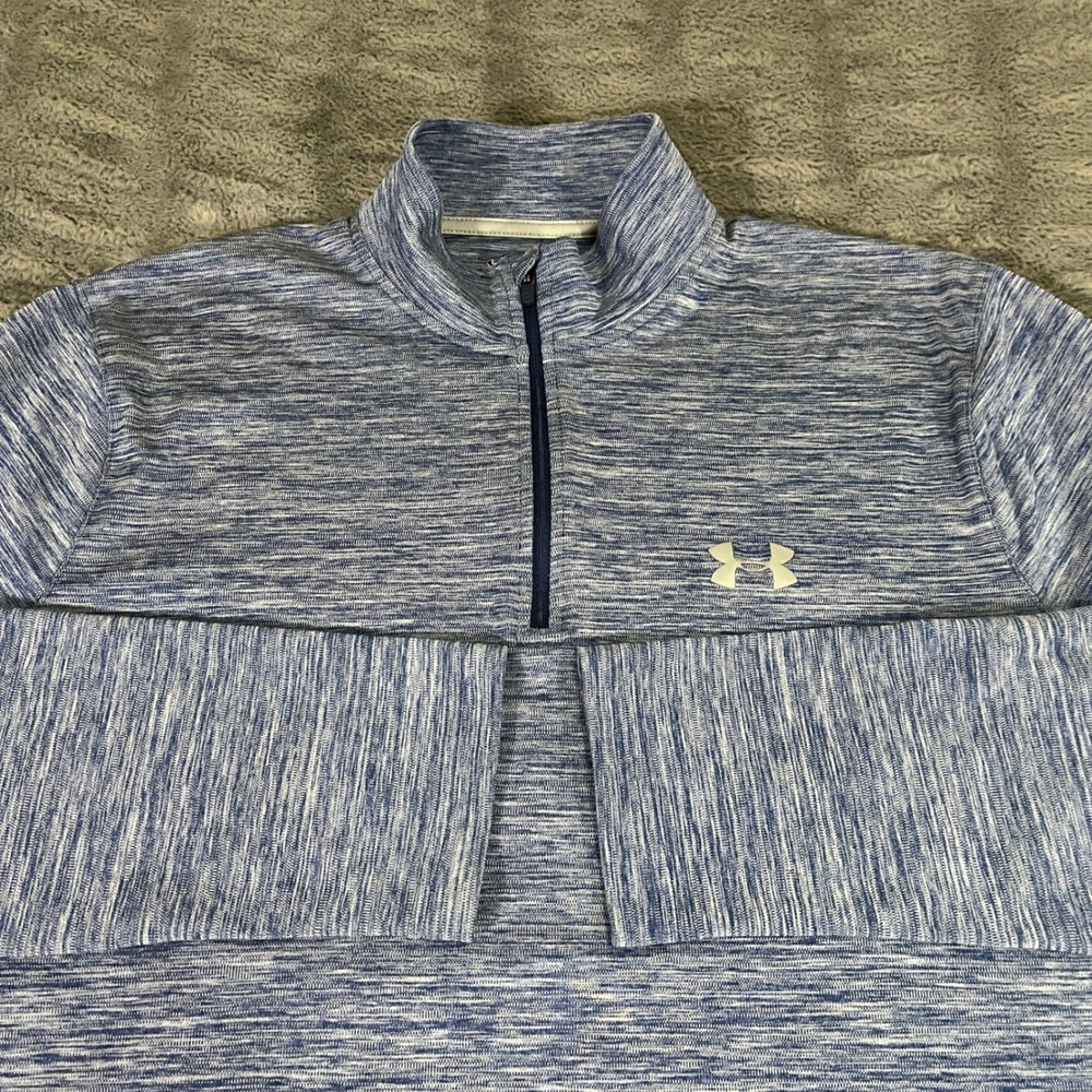 Under Armour Mens XL HeatGear 1/4 Zip Pullover‎ Blue Space Dye Loose Fit AN336